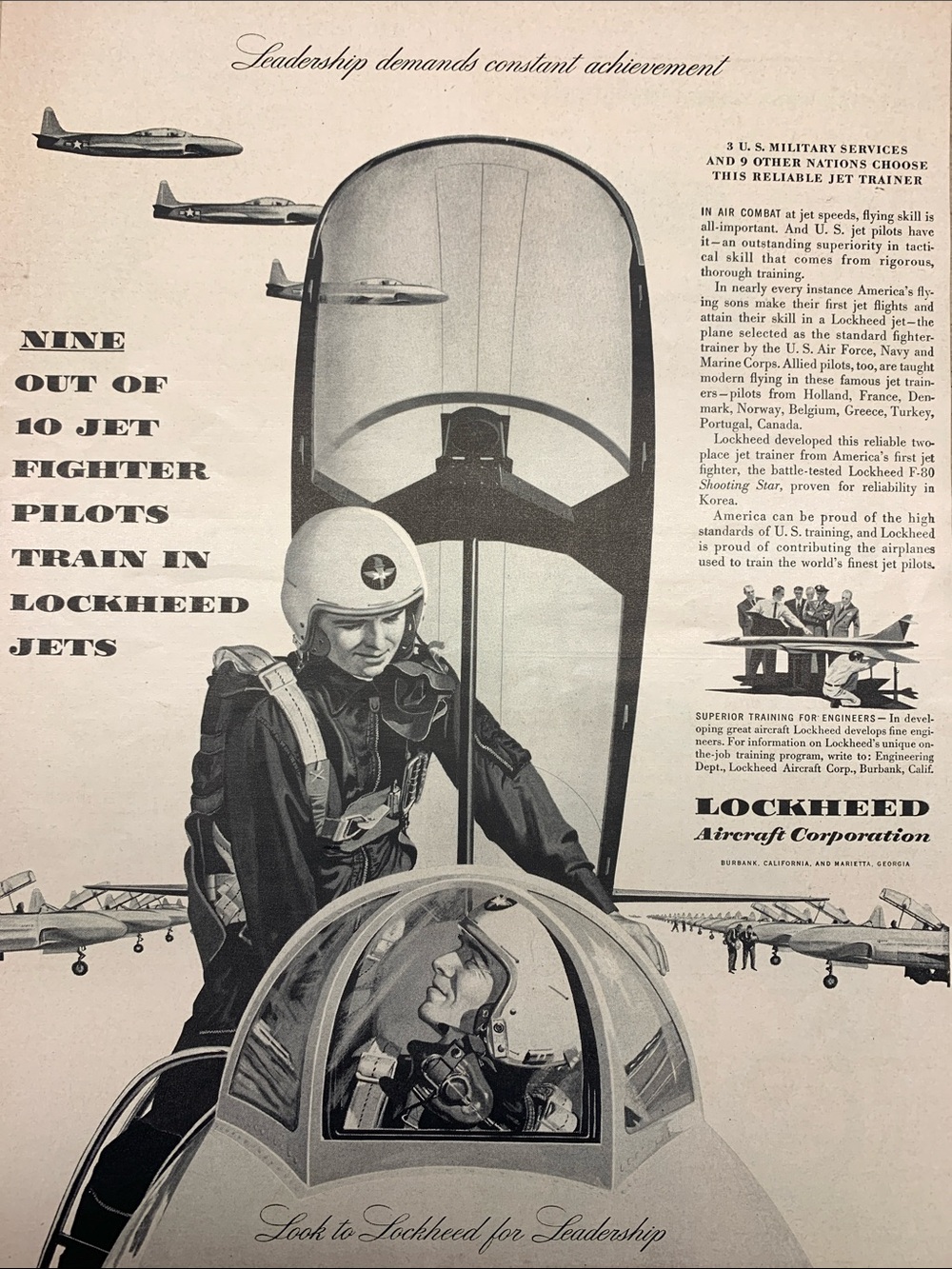 Vintage Lockheed Aircraft Advertisement from Look Magazine September 30, 1958